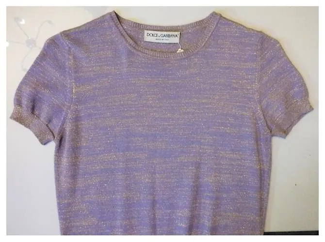 DOLCE & GABBANA SUÉTER TRENDY LUREX MORADO ORO S 36/38 Púrpura 